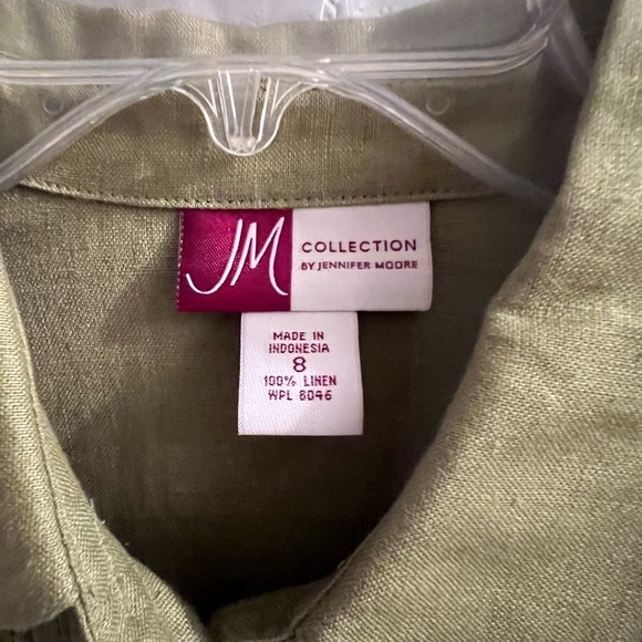 JM collection green button up blouse size 8 - Picture 2 of 3